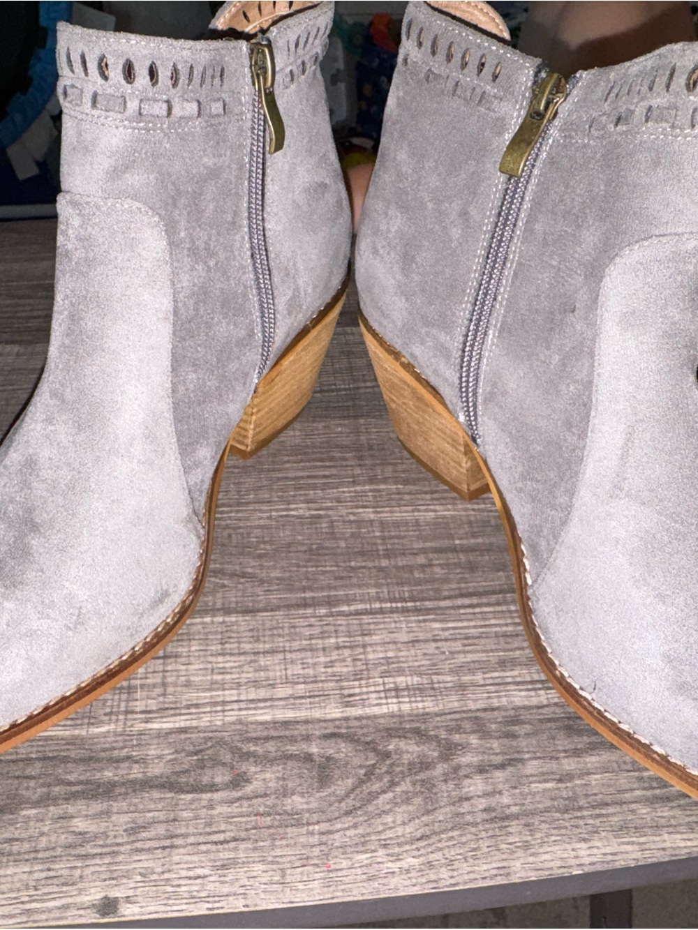 Dex Gray Suede Ankle Booties with Side Zip